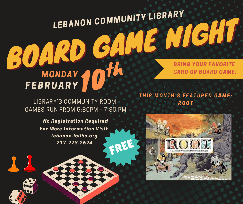 Board game night February 10