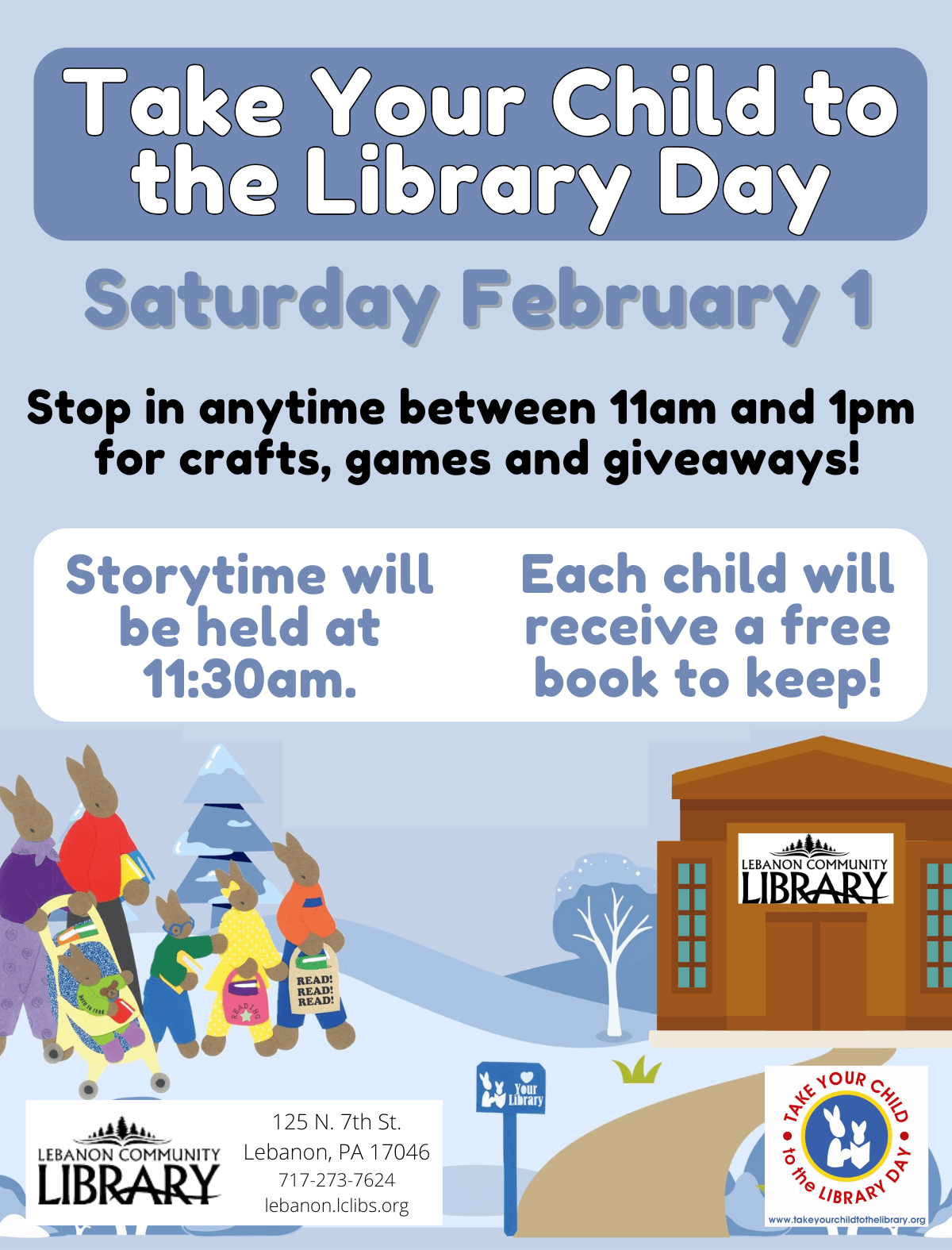 Take your child to the library day Feb 1