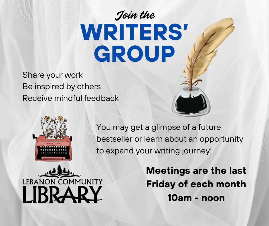 Writers' Group meets the last Friday of the month 10am - noon