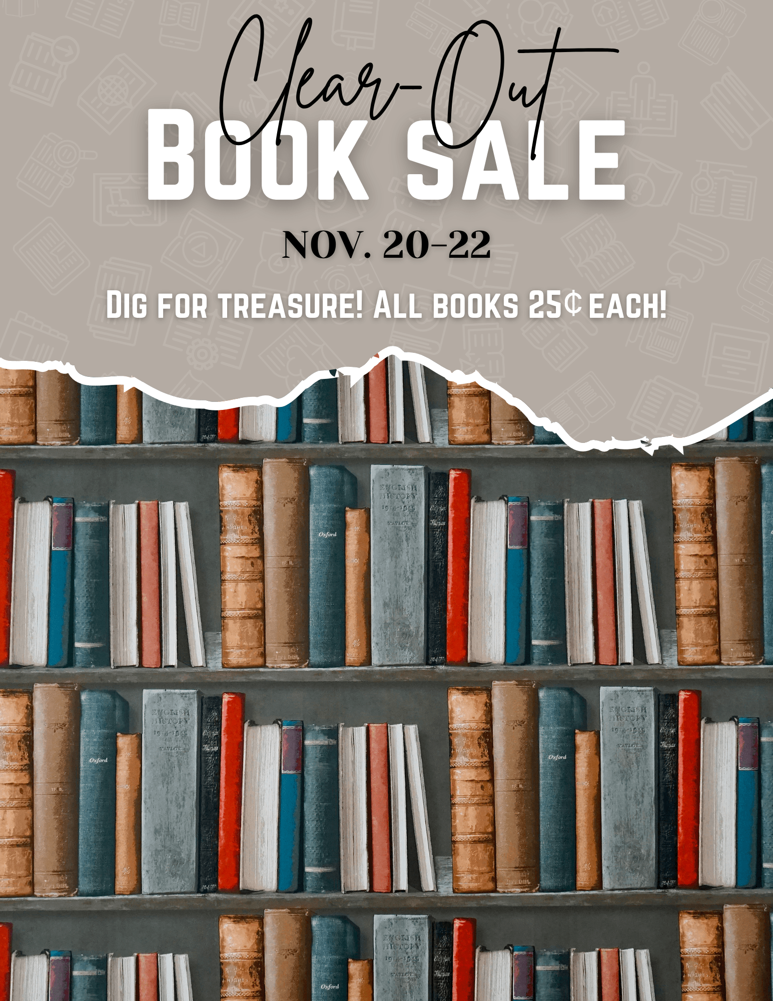 Clear Out Book Sale November 20-22