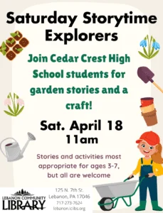 Saturday Storytime Explorers April 18 at 11am