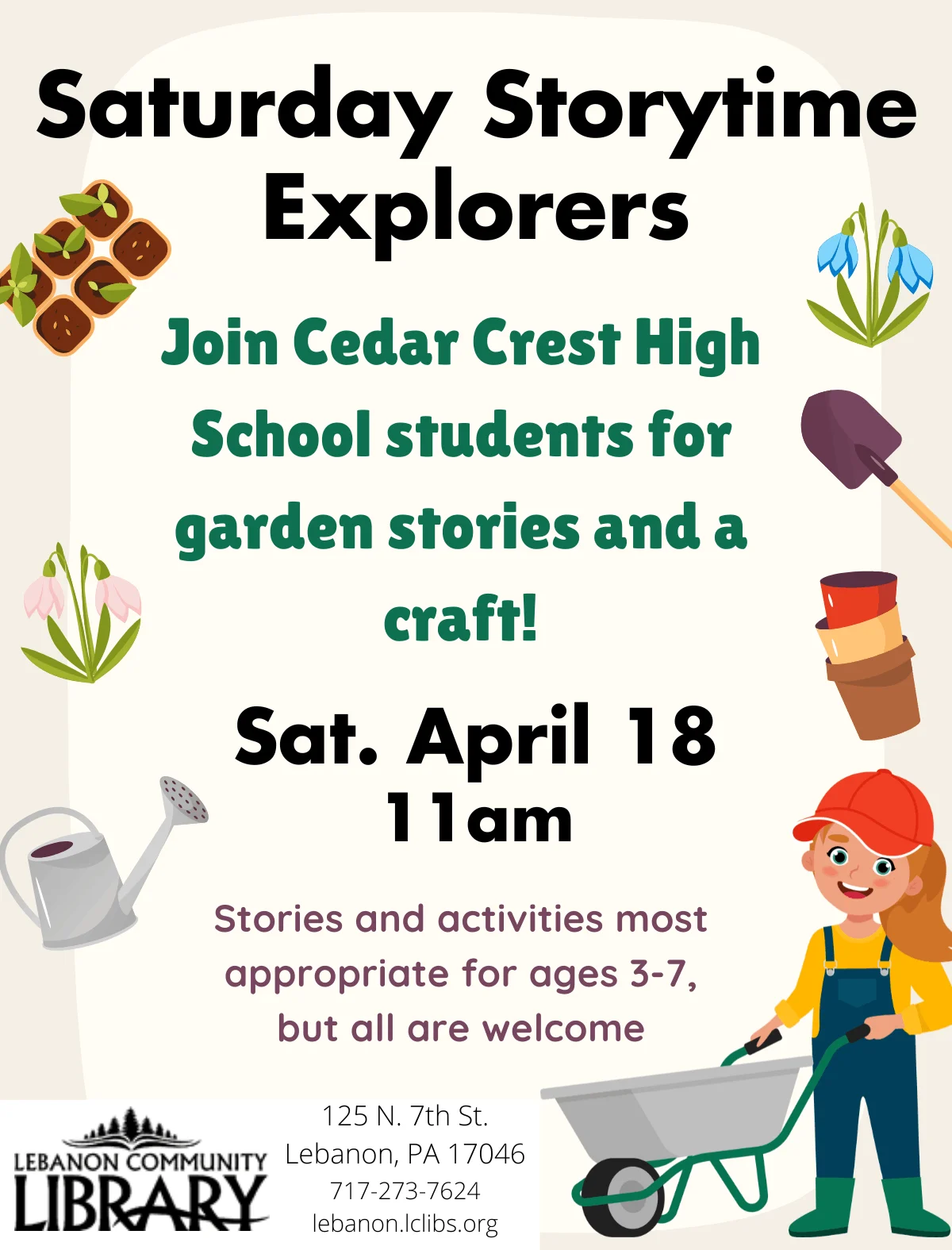 Saturday Storytime Explorers April 18 at 11am