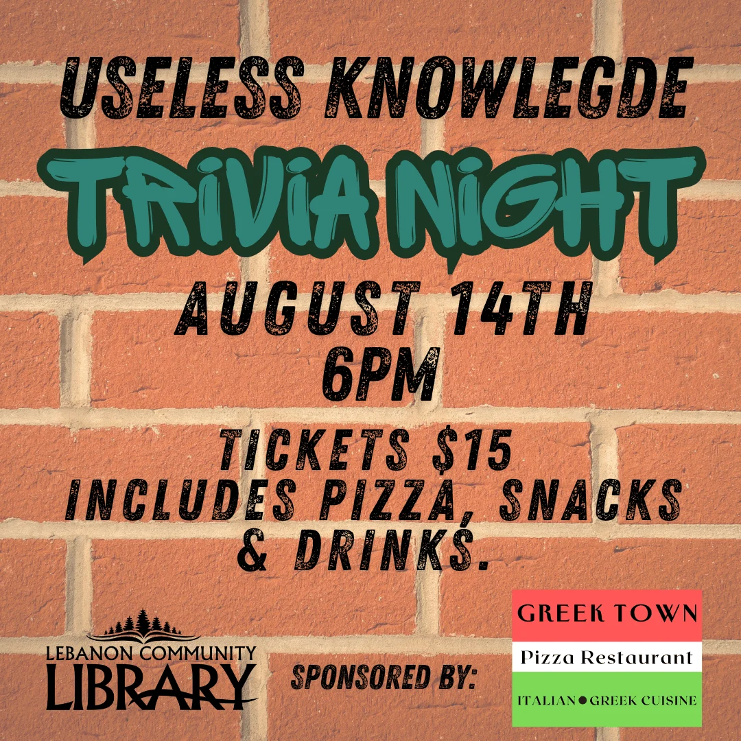 August trivia night August 14 at 6pm